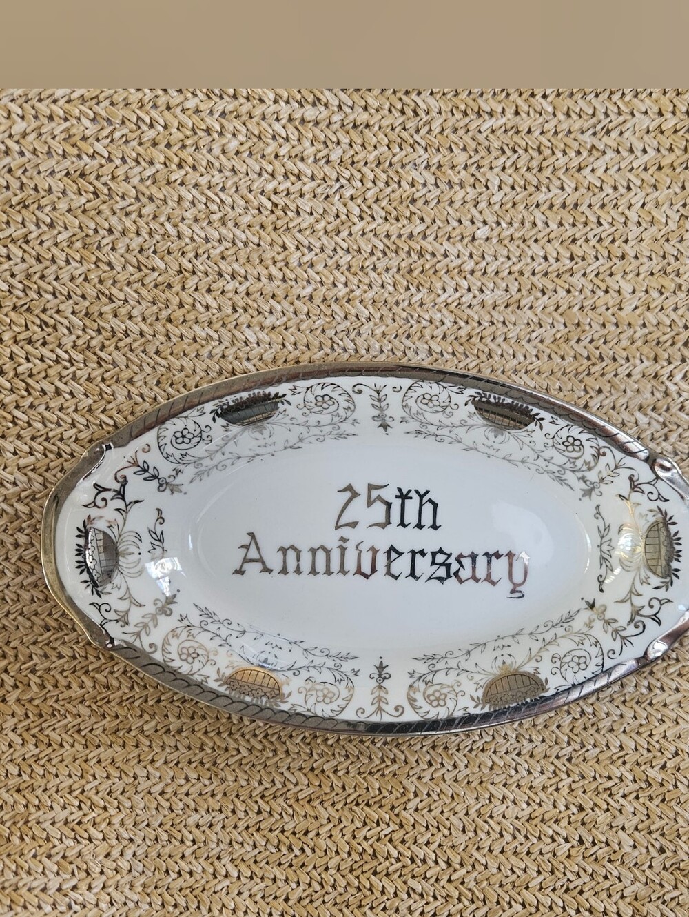 Vintage Norcrest 25th Anniversary Porcelain Serve Tray
